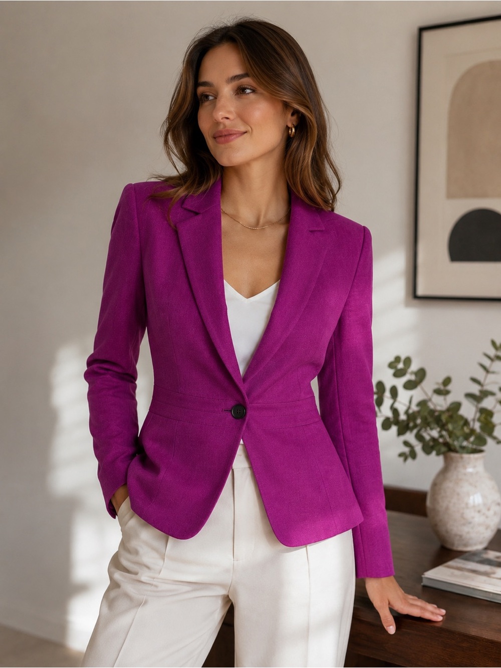 Black Label by Evan-Picone Magenta Blazer Size 4